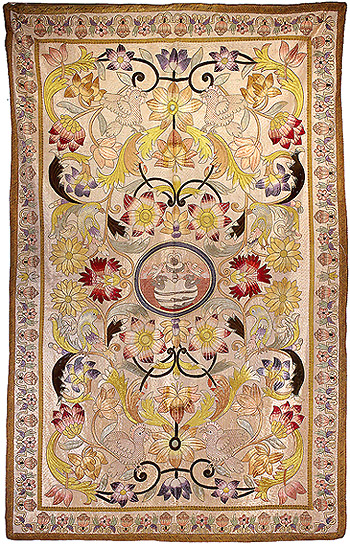 Fine Castelo Branco Silk Embroidery Colcha, Portugal 18th Century 