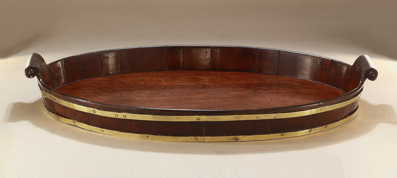 George III Brass Bound Small Oval Mahogany Tray, Gillows, Englaned, c1770 