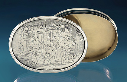 George I Engraved Silver Snuff / Tobacco Box, England, Unmarked, c1720-1725