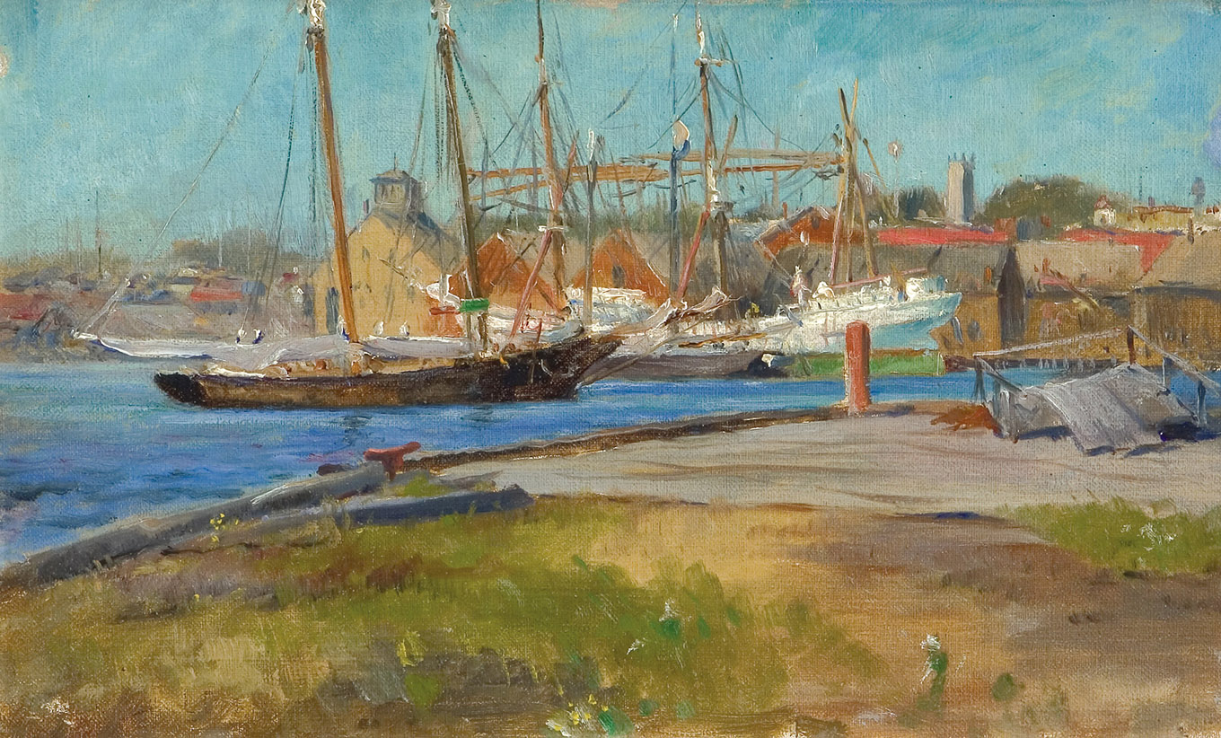 George Loftus Noyes, A Blue Day Gloucester, oil on canvas