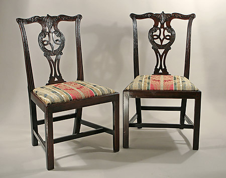 Well Carved Pair of Early George III Acanthus-Carved Side Chairs