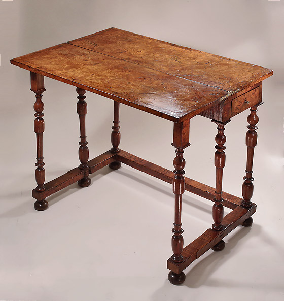 Rare William & Mary Burr Walnut Fold-Out Writing Table, England, c1690 