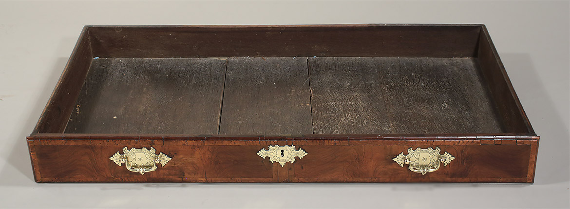 George I Walnut & Oyster-Veneered Walnut Bureau, England 1720, drawer front