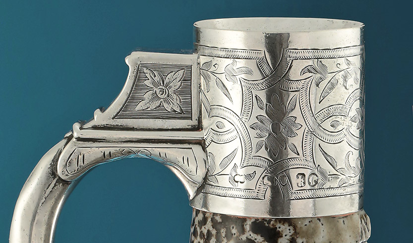17th Century Frechen Stoneware Bartmannkruge ('Bellarmine Jug') Germany, c1625-75, Silver Mounts, John Wilmin Figg, London, 1865, silver marks