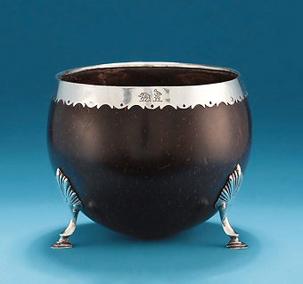 18th Century Silver-Mounted Coconut Cup, Double Crested for the famlies of Lee and Guinness