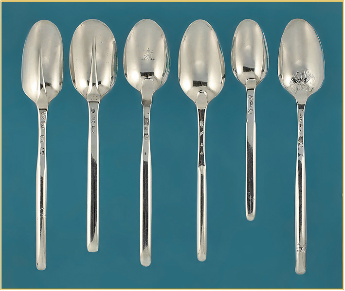 Collection of English Britannia & Silver Marrow Spoons, 1722-1774