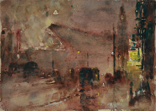 "Night On Front Street - Effects Of The Rain" (Philadelphia), Anton P. Albers Jr., American / Pennsylvania, 1908 - 1995