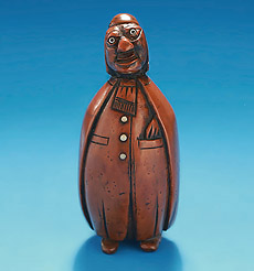 Carved Coqilla Nut Figural Snuff Box, in the form of a man with a cap, c1790
