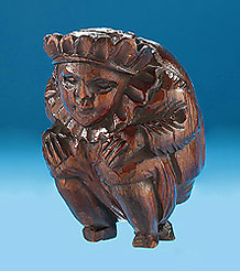 Carved Crowned Hunchback Fruitwood Snuffbox, Late 18th Century