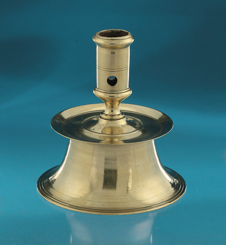 17th Century Copper Alloy Capstan Candlestick, Spain or Portugal