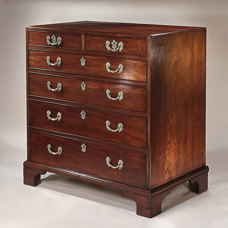 Early George III Mahogany Caddy Top Chest of Drawers, Original Rocaille Brasses, c1760 