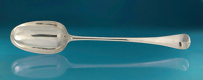 An Early George III Silver Hanoverian Hash Spoon, Joseph Bell II, London, 1762, 14" Long
