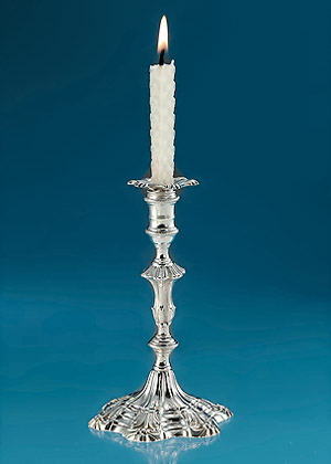 Early George III Cast Silver Taperstick, William Cafe, London, 1767 