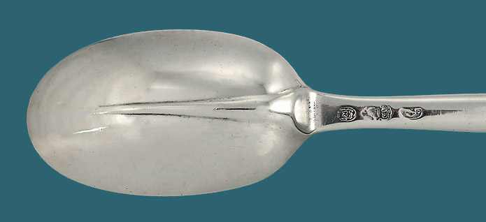 EARLY GEORGE II IRISH SILVER MARROW SPOON, Esther Forbes, Dublin, c1730, With Rattail Attachment