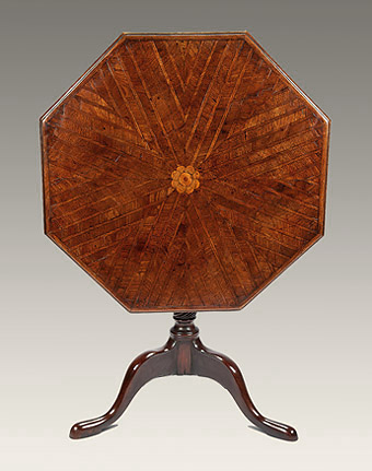 George III Mahogany & Sycamore Octagonal Marquetry Tripod Table