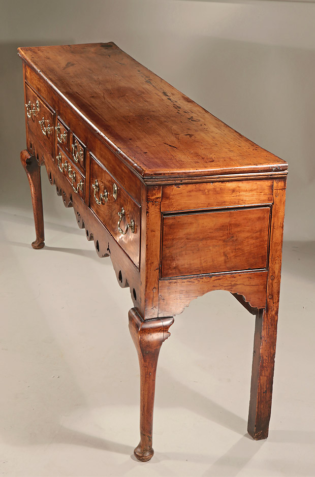 Rare George I-II Yewwood 'Sideboard Type' Open Low Dresser, England or Wales, c1720-40, top