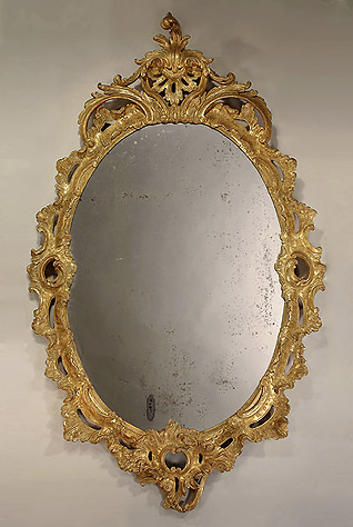 Early George III Carved Oval Giltwood Mirror