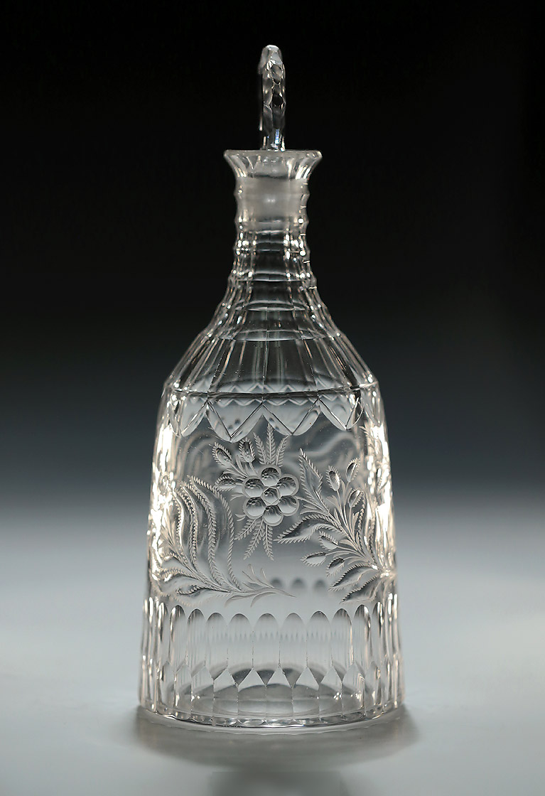Fine George III Cut & Engraved Glass Decanter, Jacobite Sympathy, England, c1770 