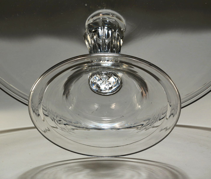 Large George III Glass Tazza,13.75" Wide, Silesian Stem, Mid- 18th Century. Foot and Pontil