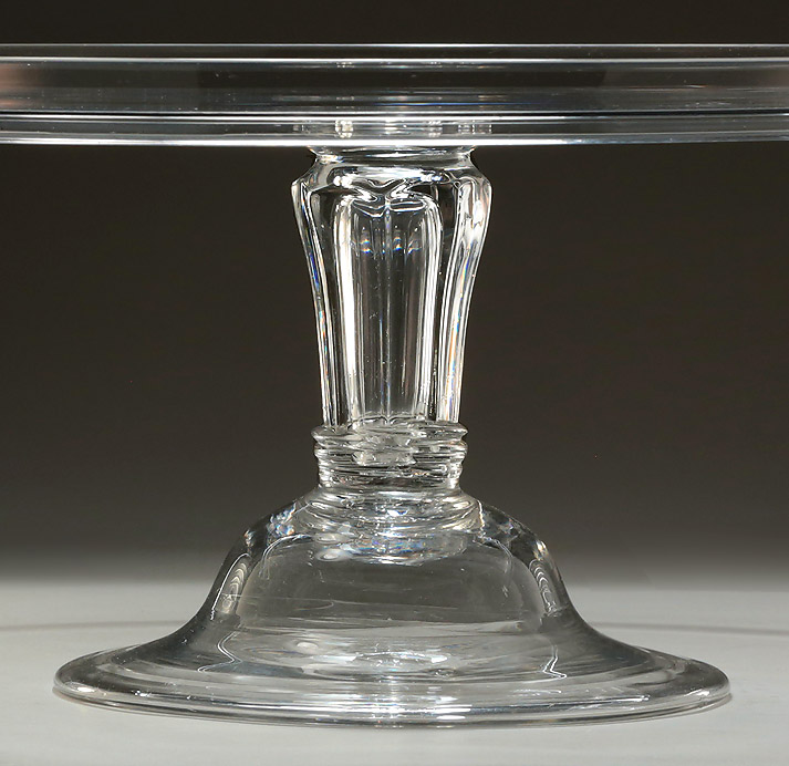 Large George III Glass Tazza,13.75" Wide, Silesian Stem, Mid- 18th Century, STEM DETAIL