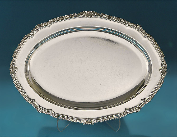George III Old Sheffield Plate Meat Dish, Matthew Boulton, England c1810-15, "Double Sun with Faces" Mark