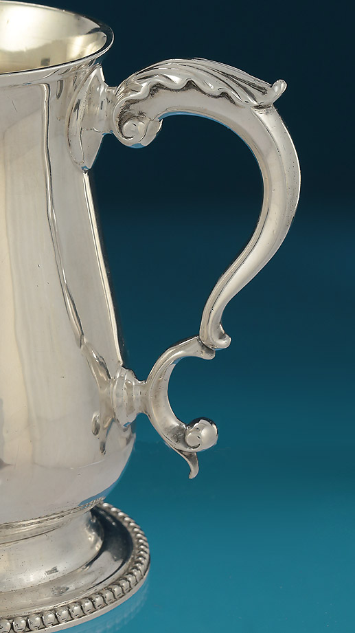 George III Silver Baluster Mug with Beaded Foot, Thomas Chawner, London, 1783, double scroll handle 