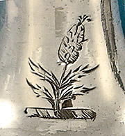 George II Silver Crested Sexfoil Taperstick, John Cafe, London, 1756 , crest ear of ryo, stalk wheat