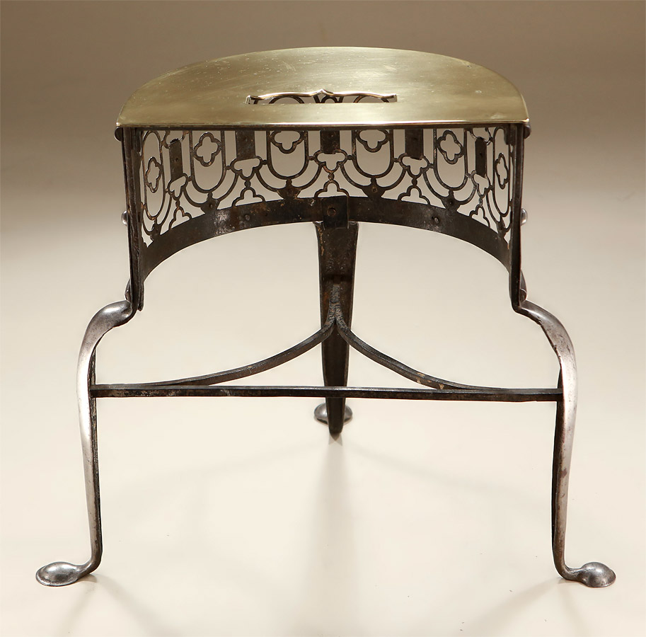 George II Steel & Brass Demi-Lune Fireplace Trivet (Footman), Back 