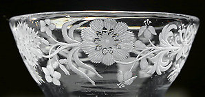 A George II Jacobite Pan-Topped Air Twist Wine Glass. Passion Flower, Carnation & Honeysuckle
