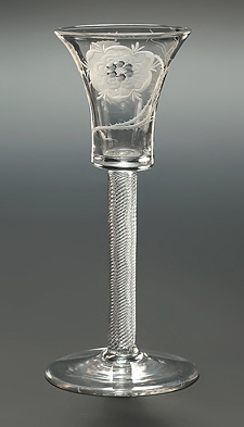 George II Jacobite Waisted Bucket Bowl Wine Glass, c1750