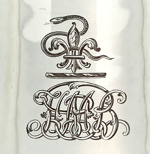 George II Provincial Silver Quart Mug, John Langlands I, Newcastle 1752, crest and monogram