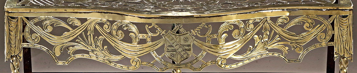 Fine George II Pierced Brass & Iron Serpentine 2-Tier Footman, England, c1750 , Frieze Detail