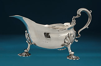 George II Silver Sauceboat, Shaw & Preist, 1757, crested