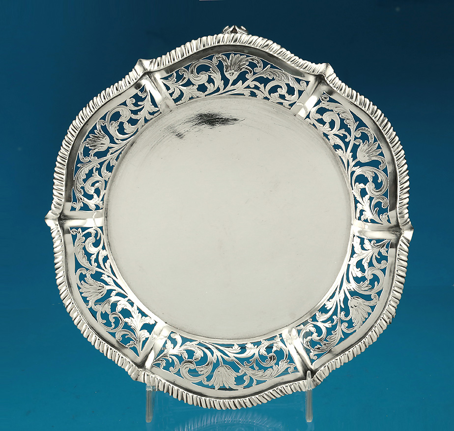 George IV Silver Waiter or Stand, Charles Price, with pierced undulating border