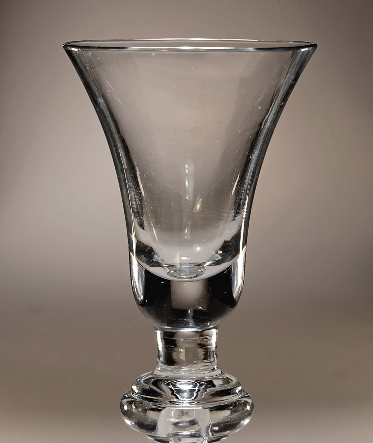 George I / II Baluster Wine Glass, wide annulated knop, England, c1720-30 