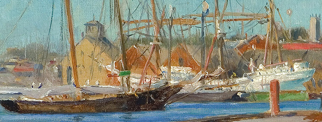 George Loftus Noyes, Oil on Canvas, Blue Day Gloucester  