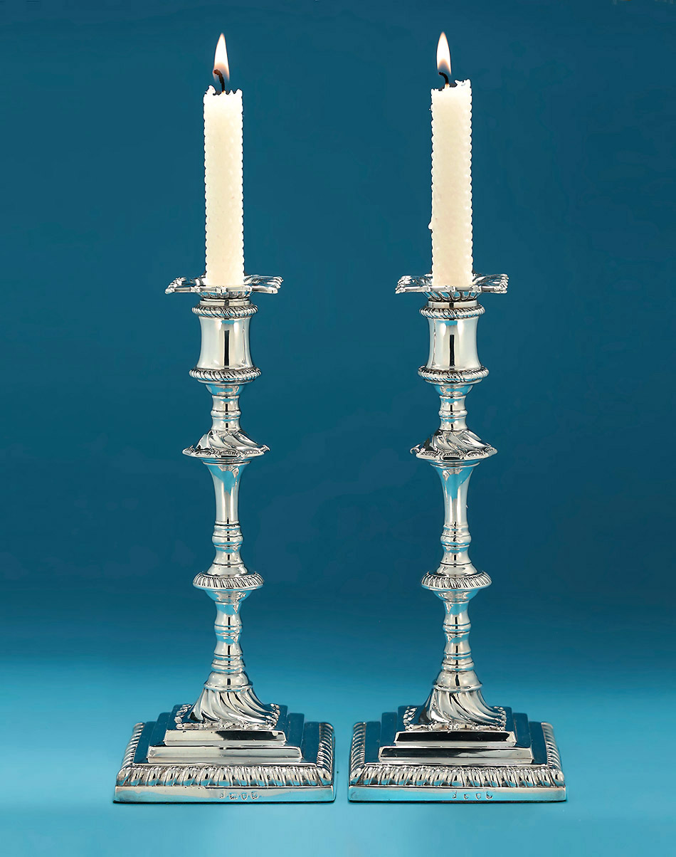 Good Pair of Early George III Silver Candlesticks, William Abdy I, London, 1764 