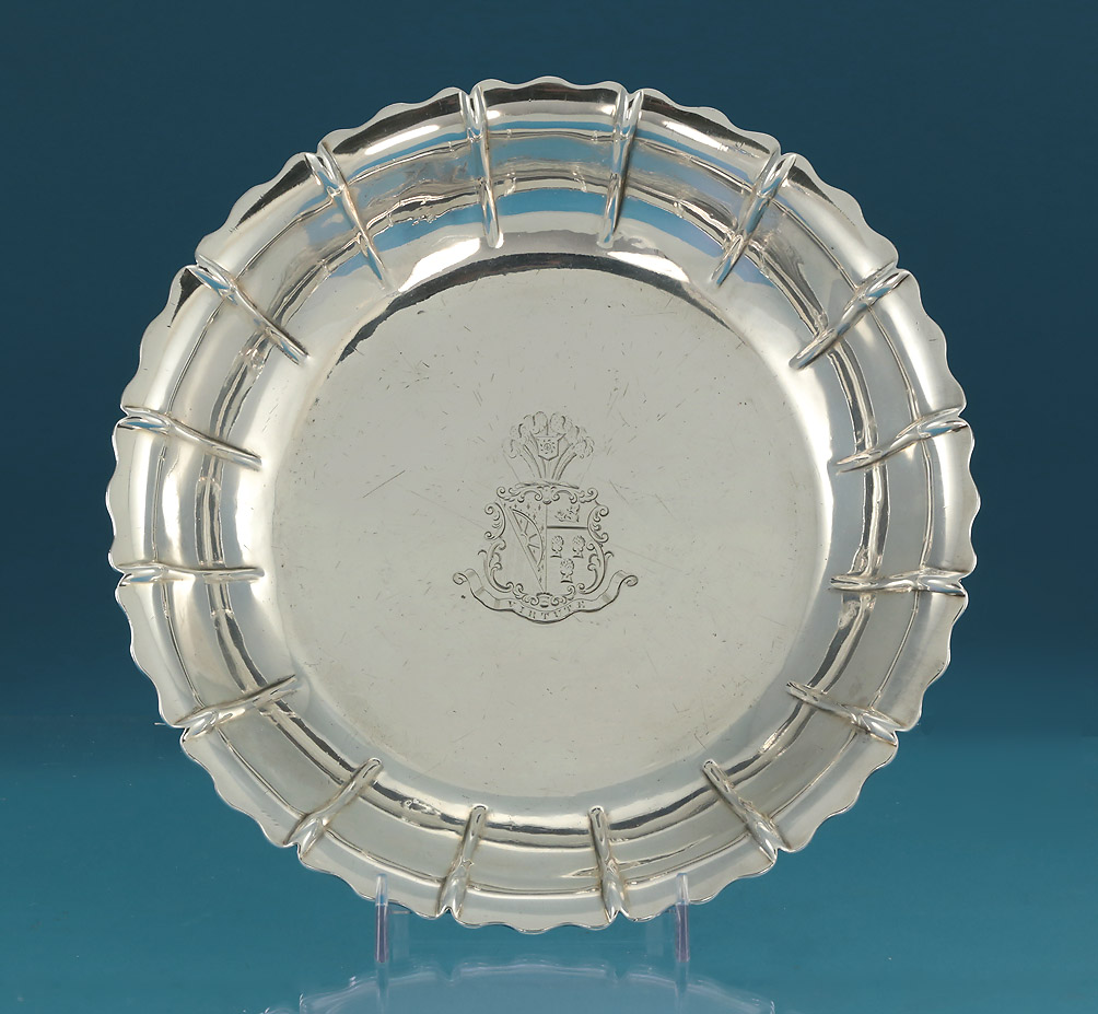 Fine Pair George III Silver Strawberry Dishes, Philip Rundell, London, 1819, Arms Brymer and Tugwell 