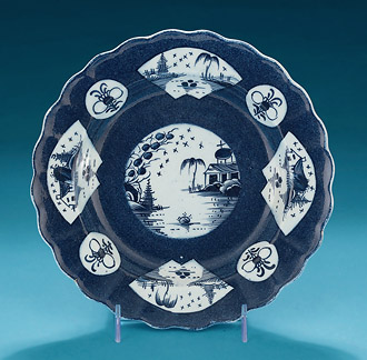 Rare Isleworth Porcelain Powder Blue Fluted Dessert Plate, c1770
