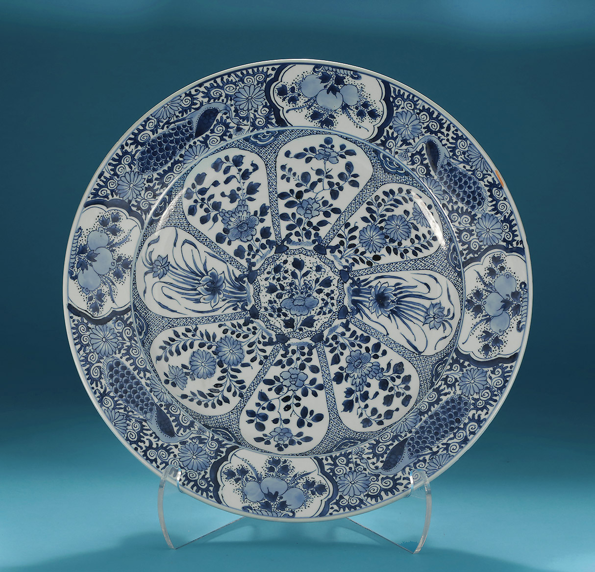Kangxi Blue & White Porcelain Peacocks Large Dish (Charger), China, c1662-1722 