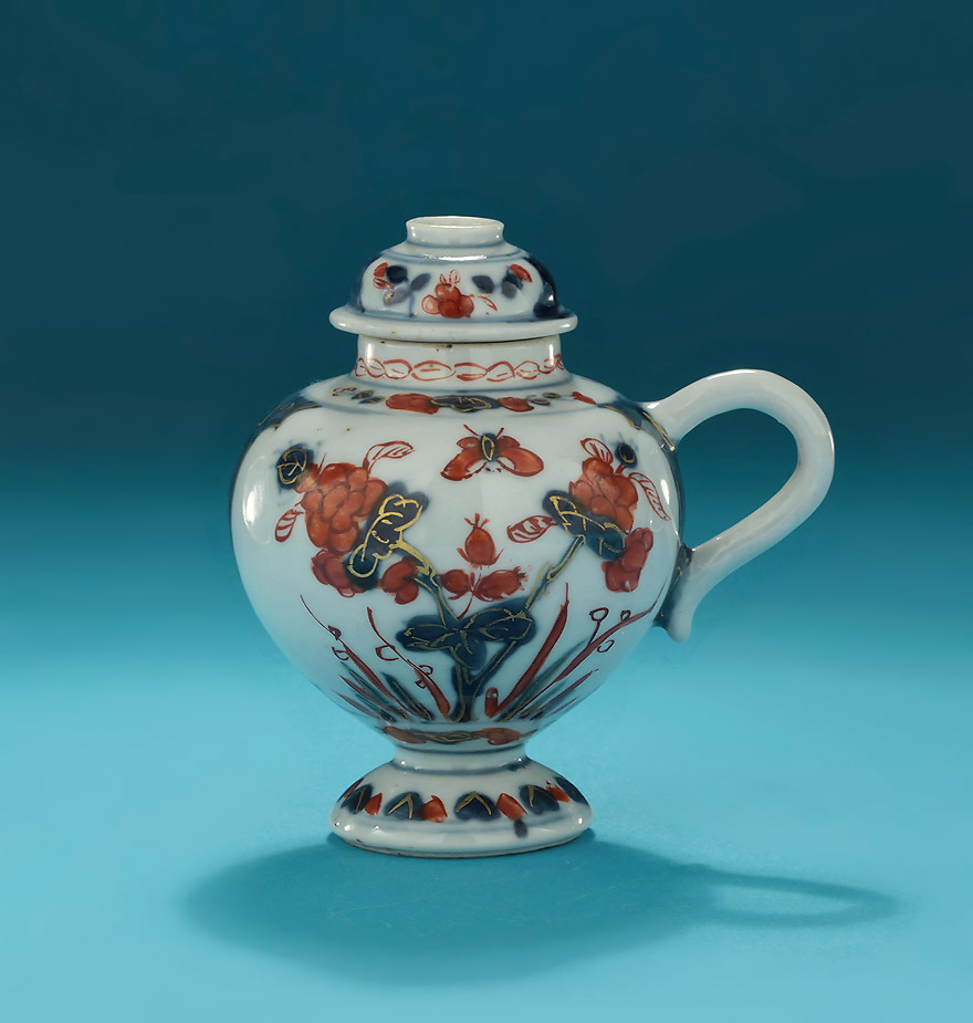 Kangxi Chinese Imari Porcelain Mustard Pot & Pierced Cover, In the Western Form