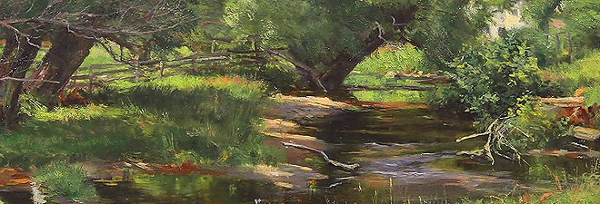 Olive Parker Black, Stream Through a Summer Landscape, Oil on Canvas