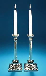 Pair 18th Century Silver Neoclassical Tapersticks, c1770