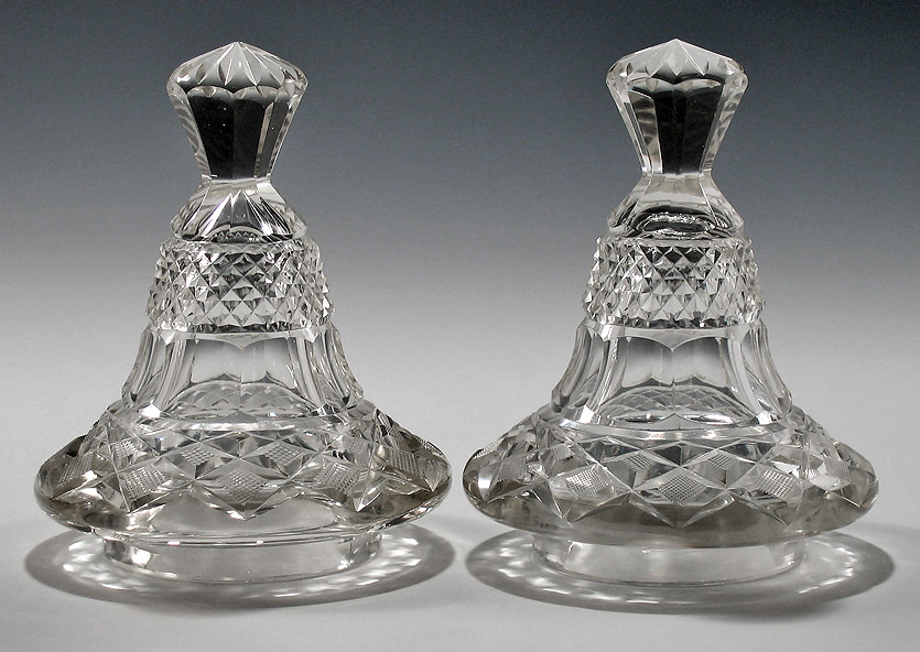 Fine Pair George III Regency Irish Cut Glass Covered Urns