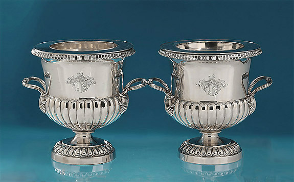 Good Pair of Matthew Boulton Old Sheffield Plate Wine Coolers, England, c1815