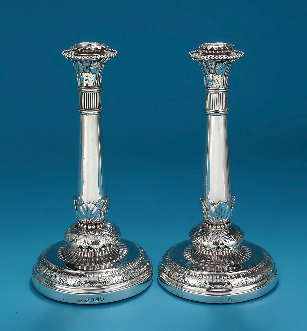 Fine & Unusual Pair of George III Silver Candlesticks