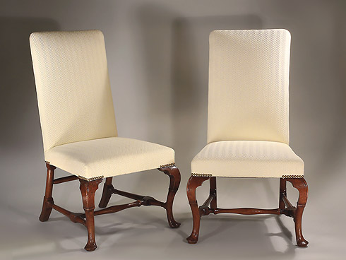 Good Pair of Queen Anne Walnut Upholstered Back Stools,  c1710-15