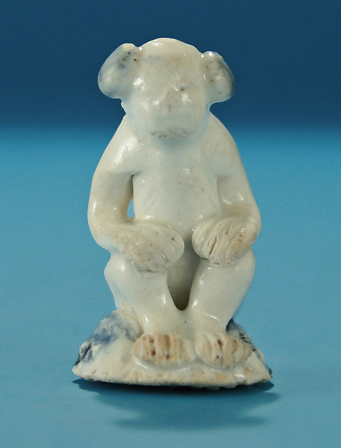 Qianlong Porcelain Miniature Figure of a Chinese Boy, 1 5/8" High 