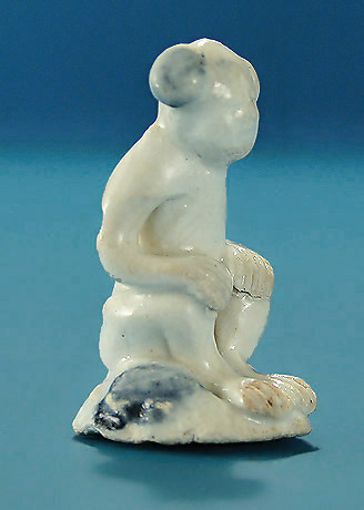 Qianlong Porcelain Miniature Figure of a Chinese Boy, 1 5/8" High 