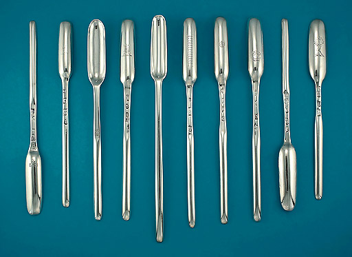 Collection of 10 Britannia Standard Silver Marrow Scoops